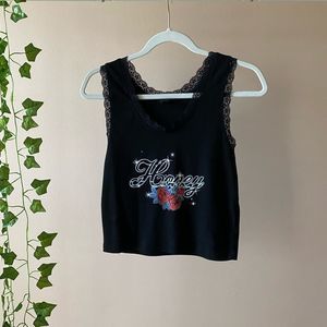 Urban Outfitters Honey Diamante Lace Edge Tank Top
